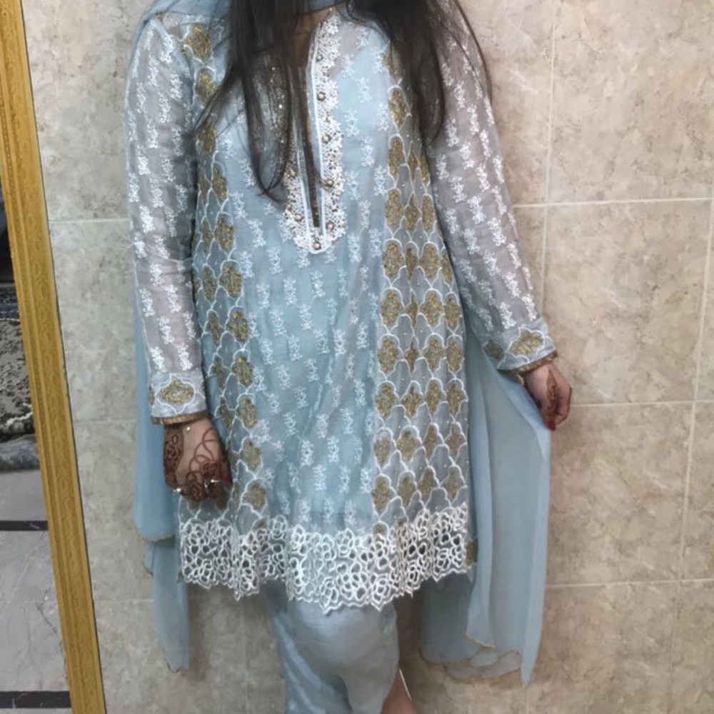 Pakistani Designer wedding/nikkah outfit by Hue